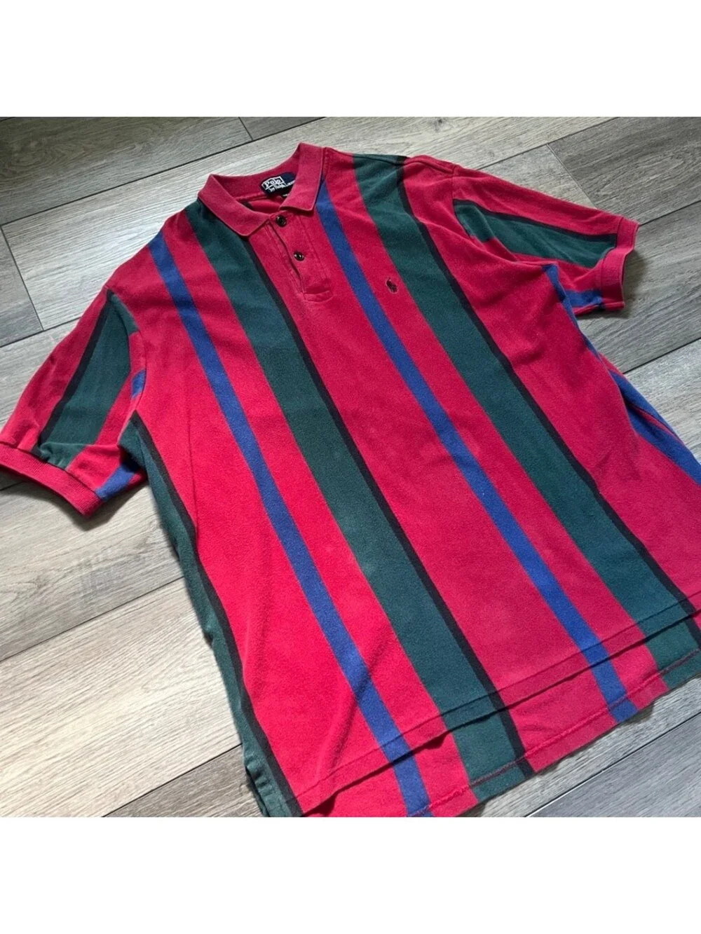 Vintage Polo Ralph Lauren Men's XL Polo Striped Short Sleeve Shirt Color Block